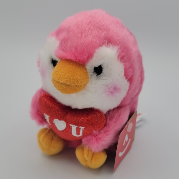 5" Aurora Pink Penguin Rolly Pet I Luv You Valentine's Day Plush - Picture 1 of 2